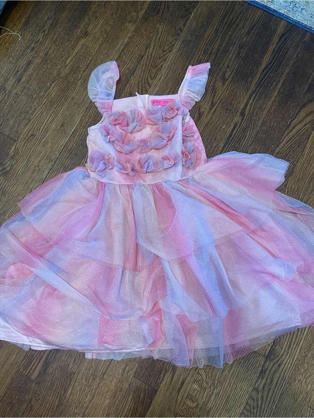 Betsey Johnson Pink Sparkle Tulle Ruffle Dress for Girls